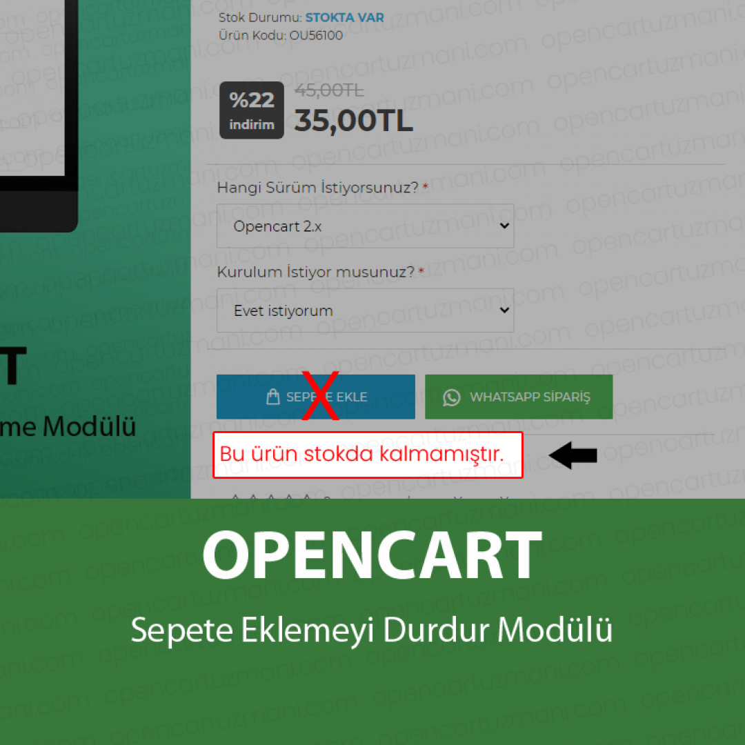 Opencart Sepete Eklemeyi Durdur Modülü