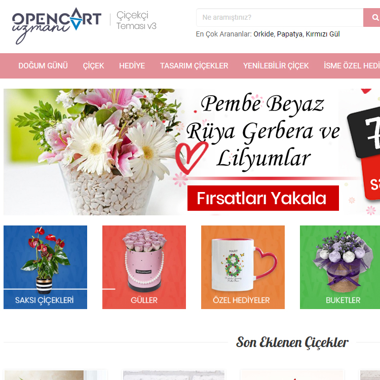 Opencart Çiçekçi Teması